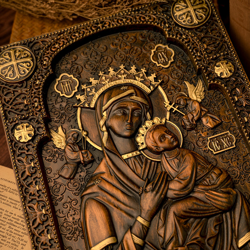Our Lady of Perpetual Help Wood Carving Wall Decor Gift