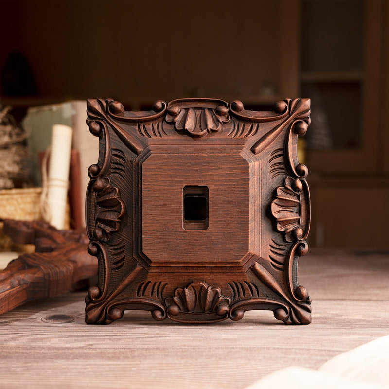 Wood carving of the Cross of the Order of Saint Benedict - with base