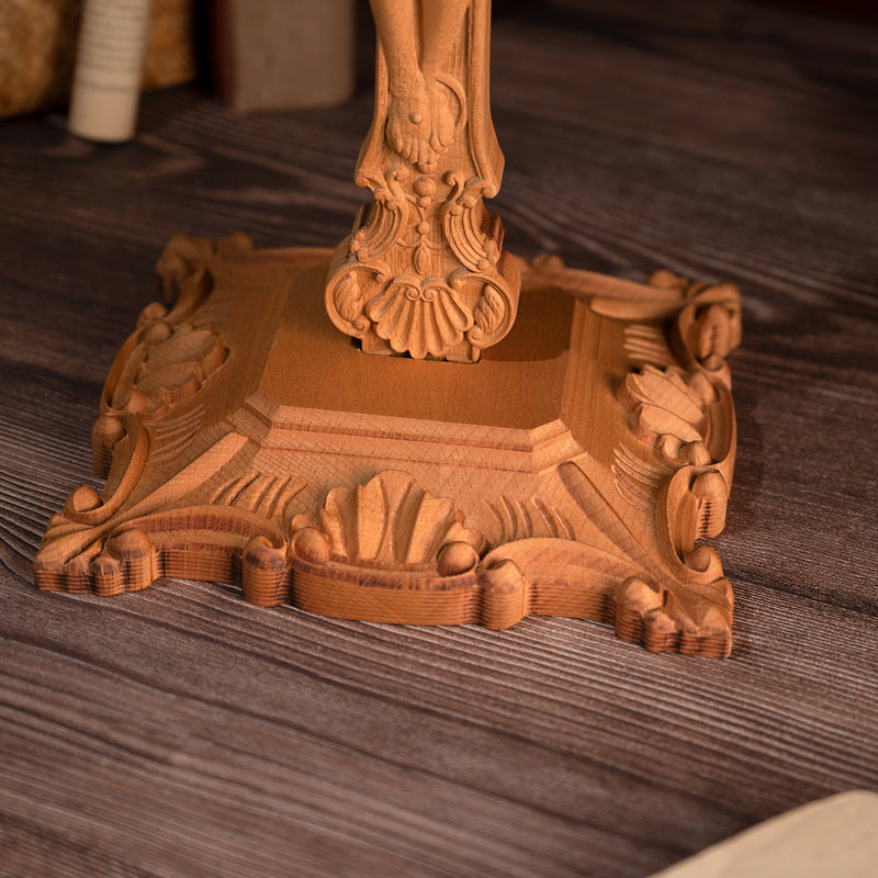 Wood carving of the Cross of the Order of Saint Benedict - with base