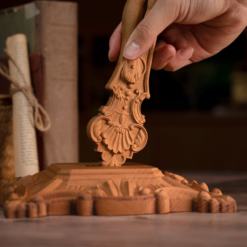 Wood carving of the Cross of the Order of Saint Benedict - with base