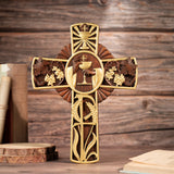 Holy Grail Wood Craving Cross-Handmade Religious Medal Gift