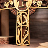 Holy Grail Wood Craving Cross-Handmade Religious Medal Gift