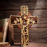 Holy Grail Wood Craving Cross-Handmade Religious Medal Gift