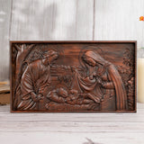 Nativity Scene Wood Carved Plaque, Religious Wall Decor, Christmas Gift