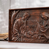 Nativity Scene Wood Carved Plaque, Religious Wall Decor, Christmas Gift