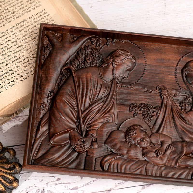 Nativity Scene Wood Carved Plaque, Religious Wall Decor, Christmas Gift
