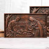 Nativity Scene Wood Carved Plaque, Religious Wall Decor, Christmas Gift