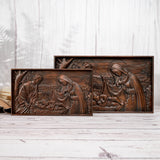 Nativity Scene Wood Carved Plaque, Religious Wall Decor, Christmas Gift