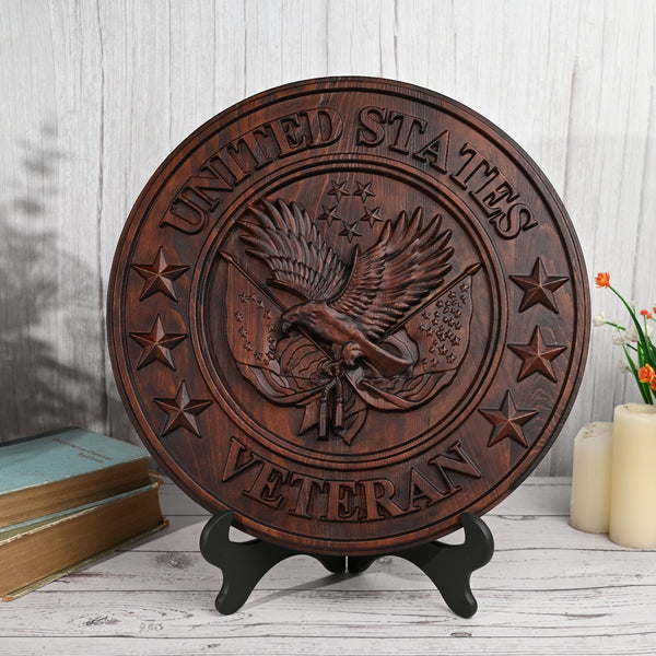 "I'm a Veteran" Roundel Woodcarving - A Tribute to All Veterans
