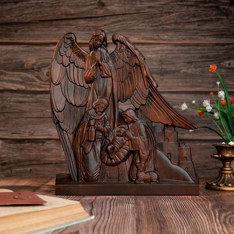 Holy Family With Guardian Angel Statue - Divine Blessing for Your Home