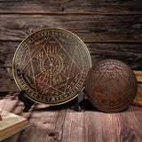 Seven Angels Disc Wood Carving - Amulet to protect against the evil eye, curses and spells