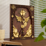 Bgcopper Archangel Michael Square Wooden Icon Religious Gifts - Best Wood Carving Wall Decor
