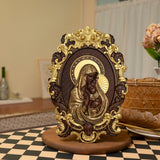 Mother Mary with Baby Jesus Wood Carving Decor