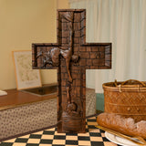 BGCOPPER Savior Jesus Cross - Carved from Natural Wood