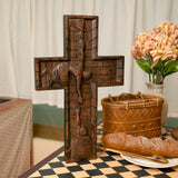BGCOPPER Savior Jesus Cross - Carved from Natural Wood