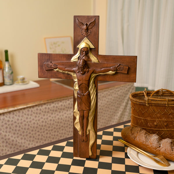 Bgcopper Holy Trinity Crucifix Wood Decor