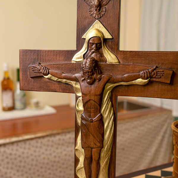 Bgcopper Holy Trinity Crucifix Wood Decor