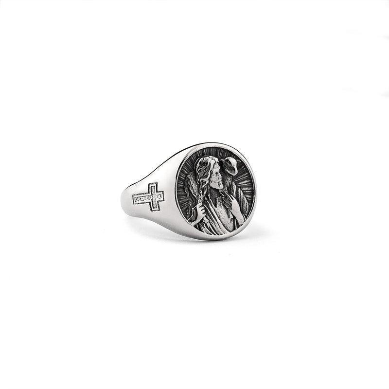 Titanium Steel Jesus Shepherd Ring - Jesus with Lamb