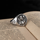 Titanium Steel Jesus Shepherd Ring - Jesus with Lamb