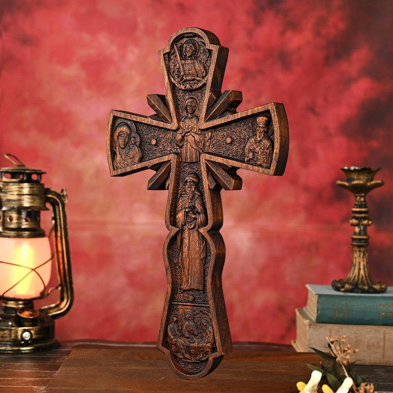 Orthodox Cross Wooden Carving Wall Wall Decoration