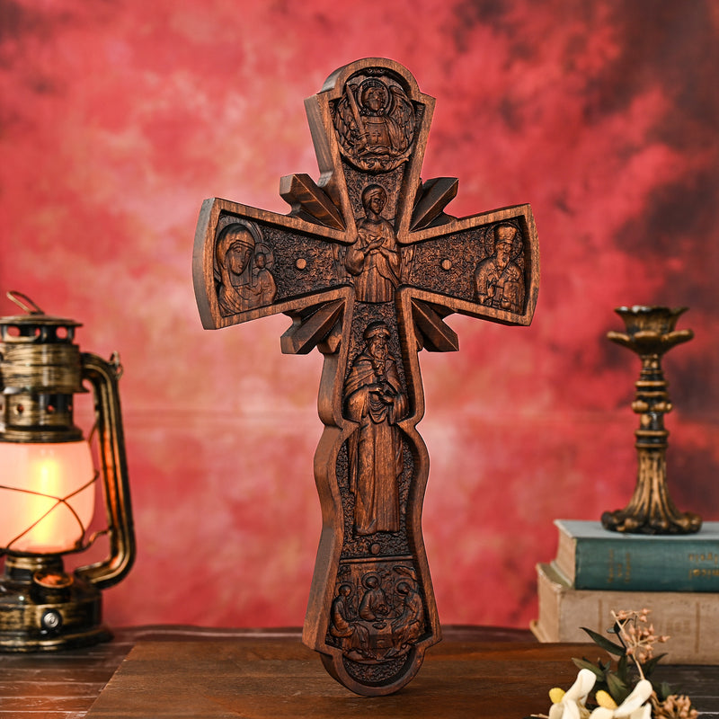 Orthodox Cross Wooden Carving Wall Wall Decoration