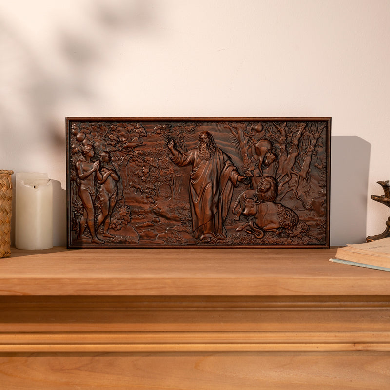 Seven day Creation God Adam Eve Wood Art Decor