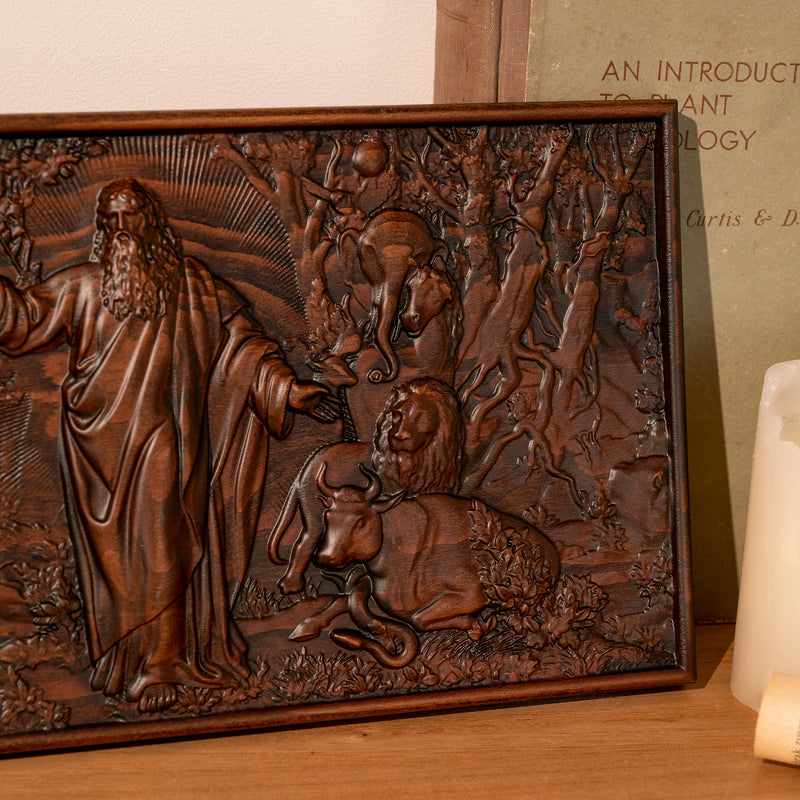 Seven day Creation God Adam Eve Wood Art Decor