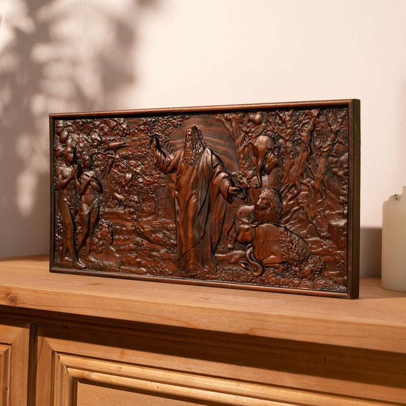 Seven day Creation God Adam Eve Wood Art Decor