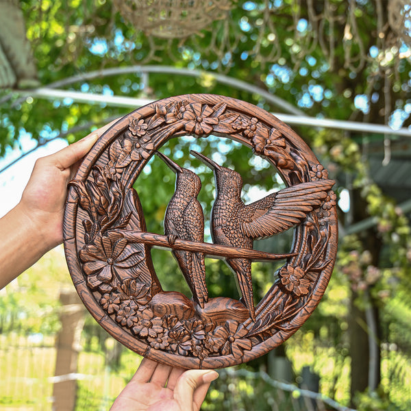Bgcopper Natural Beauty Hummingbird Hollow Wood Carving Wall decor