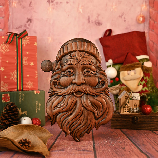 Best Christmas Gift Santa Claus Wall Decoration Wood Sculpture