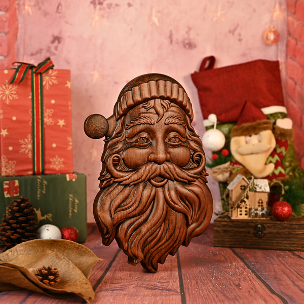 Best Christmas Gift Santa Claus Wall Decoration Wood Sculpture