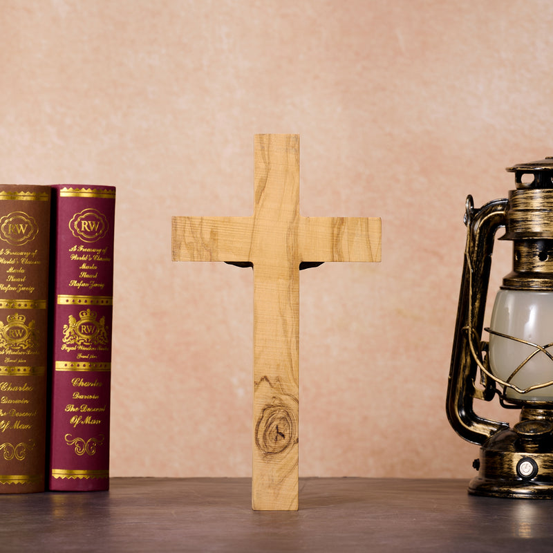 Olive Wood Crucifix with Bronze Corpus: A Bridge to Sacred Devotion