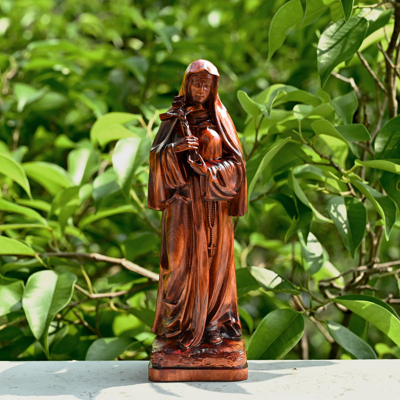 Saints Teresa Round Wooden Art Jewelry