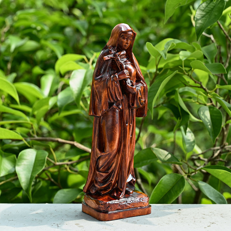 Saints Teresa Round Wooden Art Jewelry