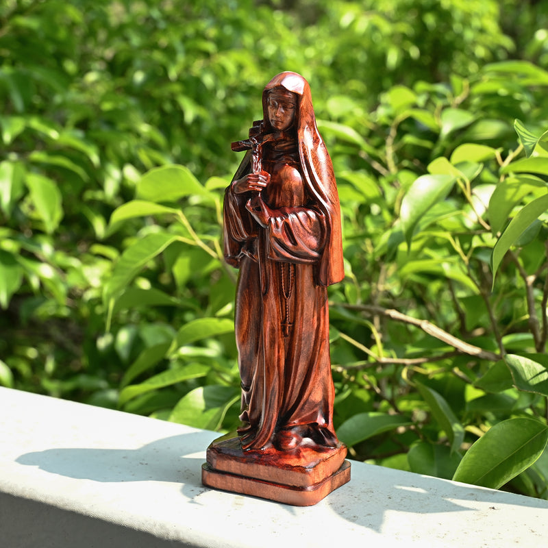 Saints Teresa Round Wooden Art Jewelry