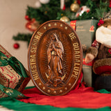 Retro Color Our Lady of Guadalupe Wood Carving -The patron saint of Mexico, America and unborn children