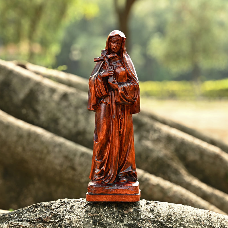 Saints Teresa Round Wooden Art Jewelry