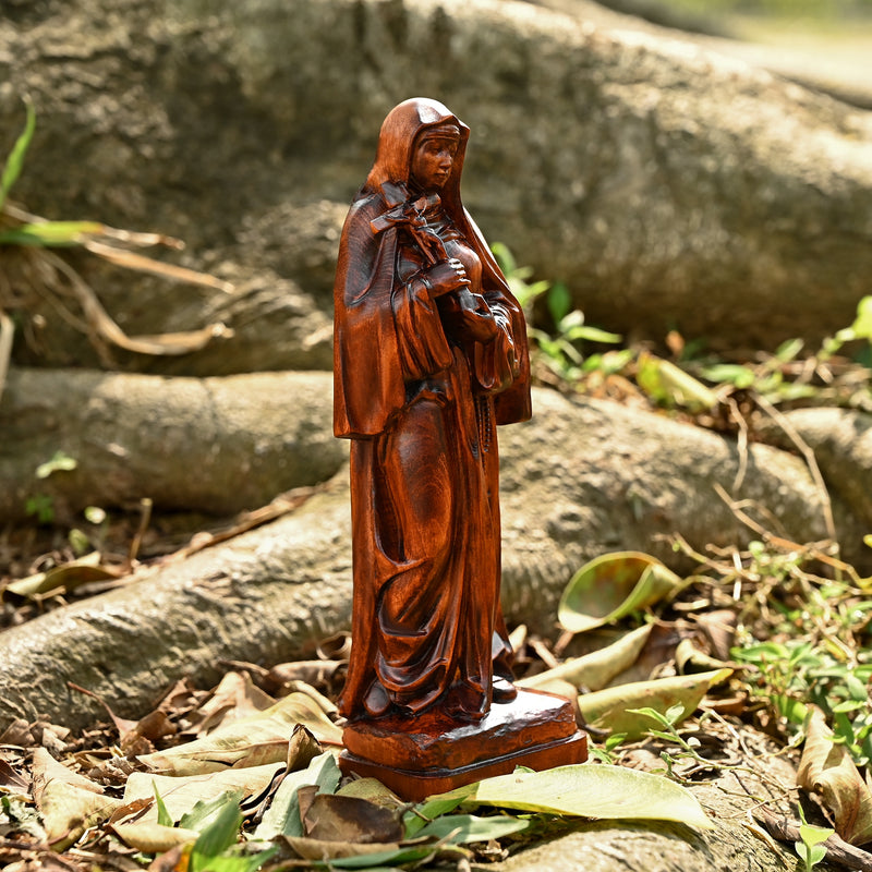Saints Teresa Round Wooden Art Jewelry