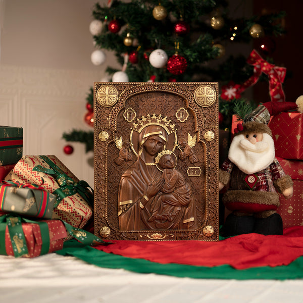 Our Lady of Perpetual Help Wood Carving Wall Decor Gift