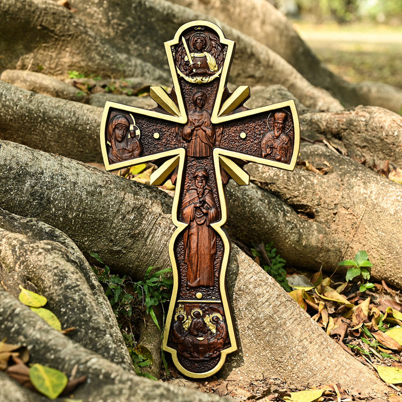 Orthodox Cross Wooden Carving Wall Wall Decoration