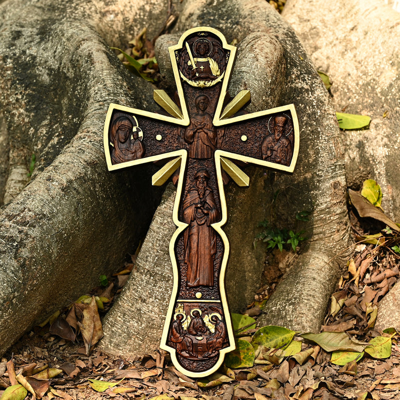 Orthodox Cross Wooden Carving Wall Wall Decoration