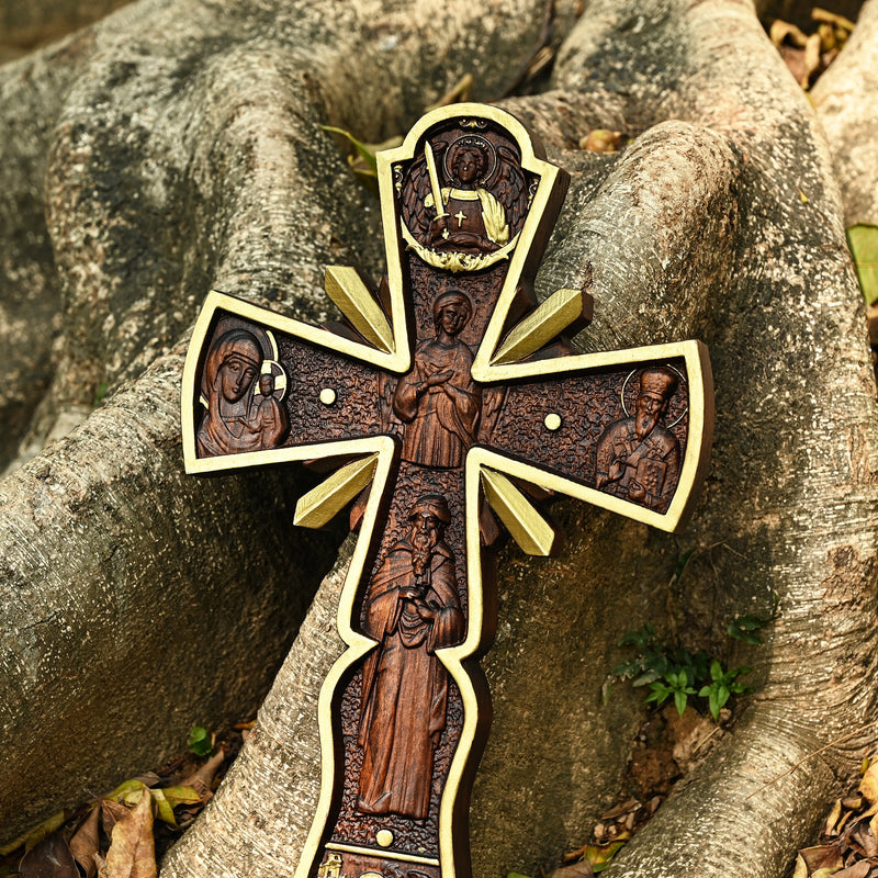 Orthodox Cross Wooden Carving Wall Wall Decoration