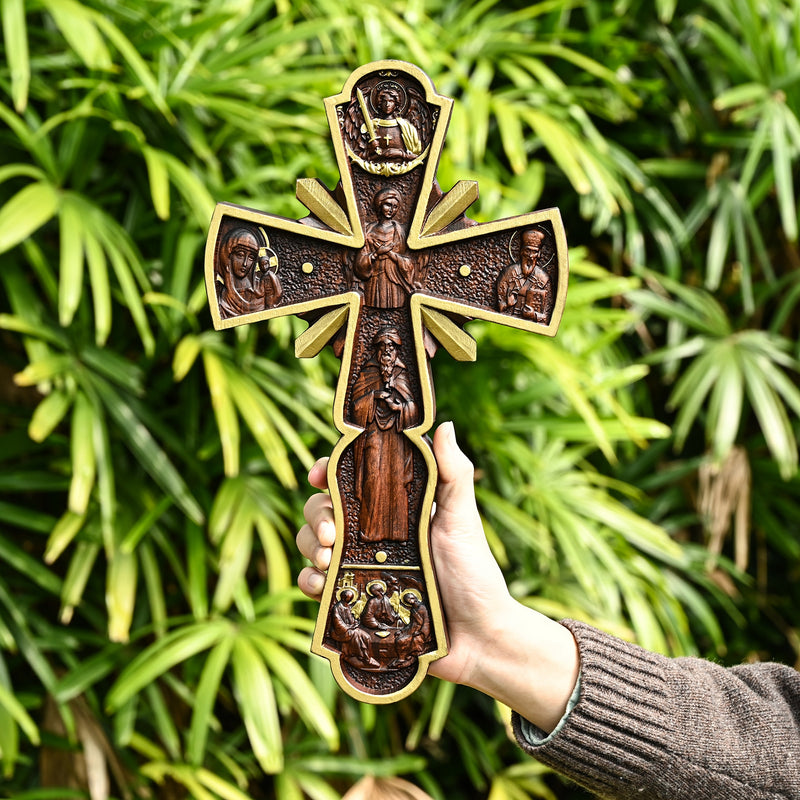 Orthodox Cross Wooden Carving Wall Wall Decoration
