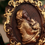 Bgcopper Mother Mary with Baby Jesus Wood Carving Decor
