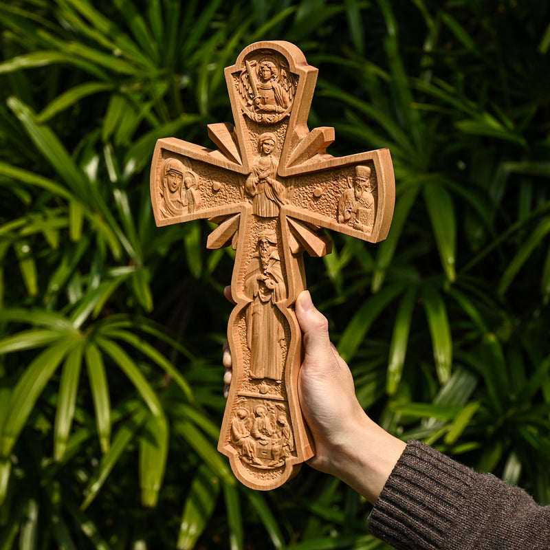 Orthodox Cross Wooden Carving Wall Wall Decoration