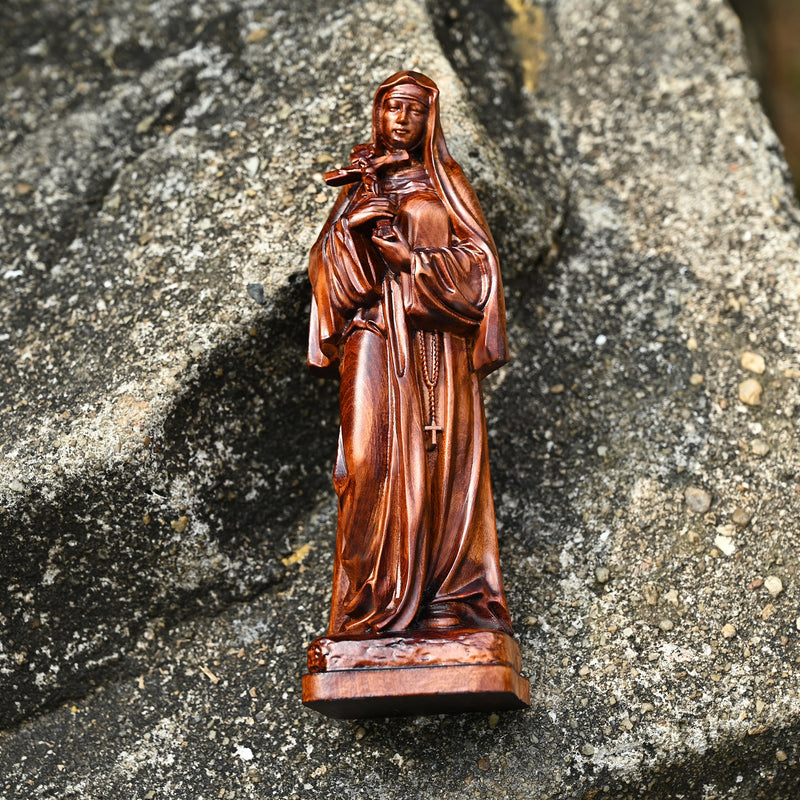 Saints Teresa Round Wooden Art Jewelry