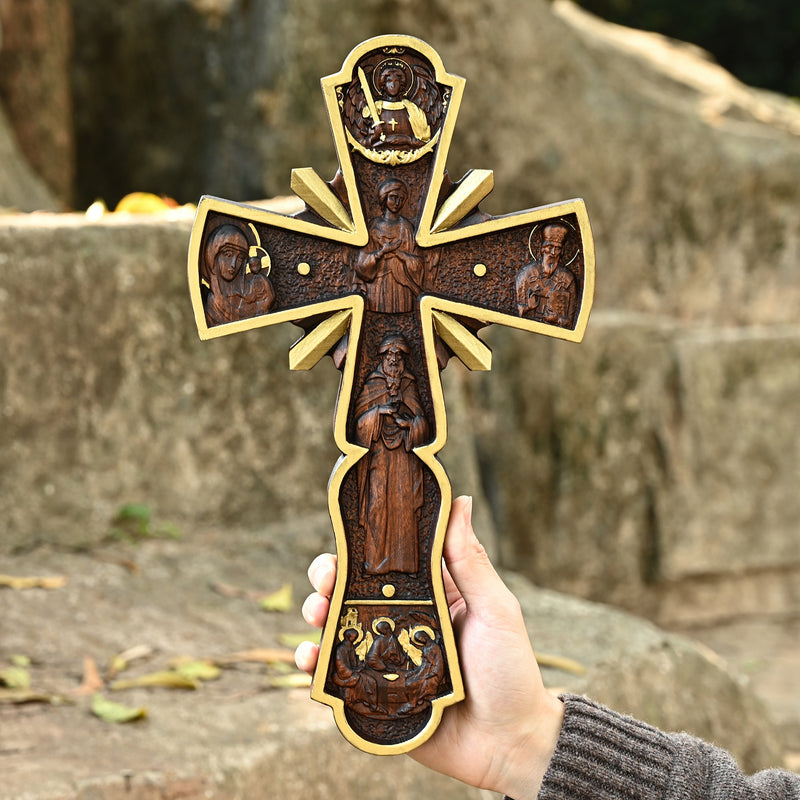 Orthodox Cross Wooden Carving Wall Wall Decoration