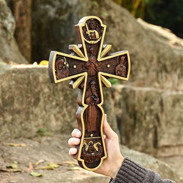 Orthodox Cross Wooden Carving Wall Wall Decoration