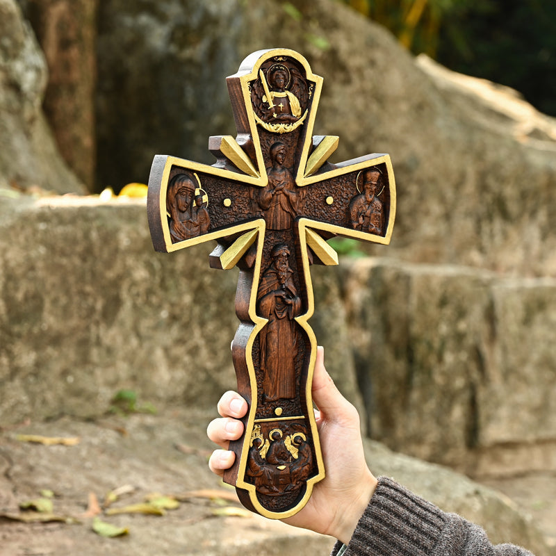 Orthodox Cross Wooden Carving Wall Wall Decoration