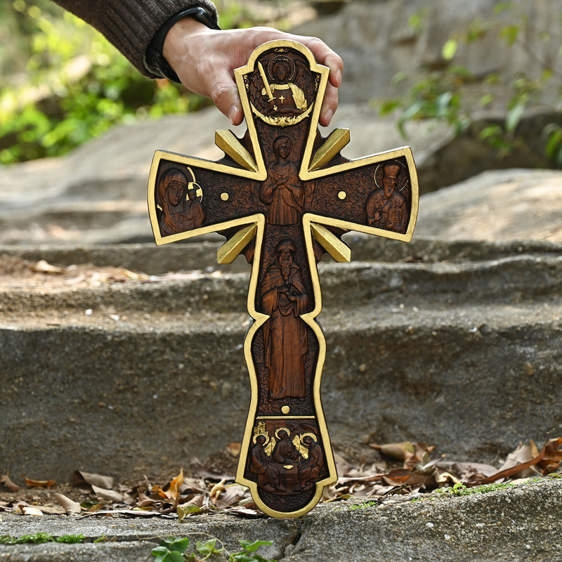 Orthodox Cross Wooden Carving Wall Wall Decoration